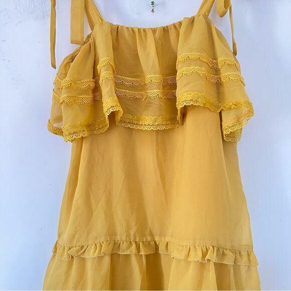 Revolve Tularosa Marigold Yellow Chelsea Babydoll Lace Mini Dress - Picture 11 of 12